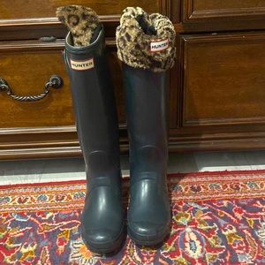 Hunter boots with original cheetah socks - Great condition